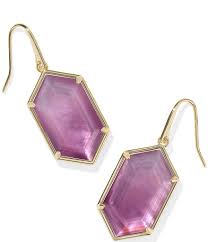 Hallie Gold Purple Watercolor illusion Drop Earrings
