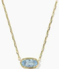 Elisa Luxe Pendent Necklace Gold Light Blue Crystal