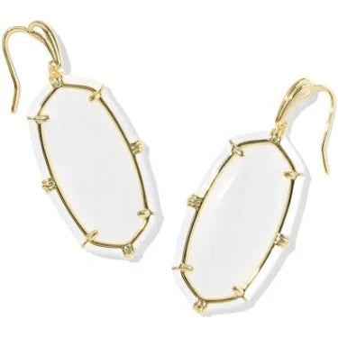Elle enamel gold white pearl earrings