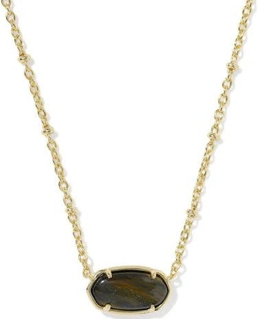 Elisa gold tiger striped brown hawks eye necklace
