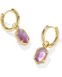Hallie gold purple watercolor illusion huggie earrings