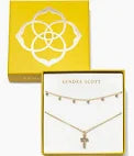 Amelia Cross Necklace Gift Set in Gold White Crystal
