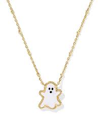 Ghost Short Pendent Necklace Gold White Mop
