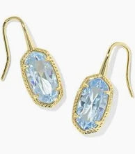 Elisa Luxe Drop Earrings Gold Light Blue Crystal