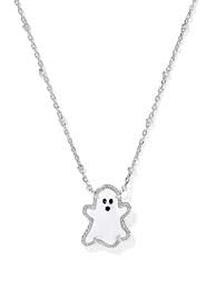 Ghost Short Pendent Necklace Silver White Mop