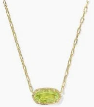 Elisa Luxe Pendent Necklace Gold Light Green Crystal