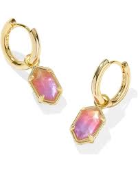 Hallie gold sunrise watercolor illusion huggie earrings