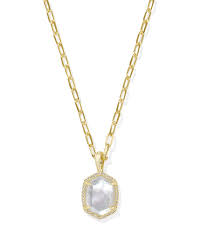 Daphne gold pave framed ivory illusion necklace