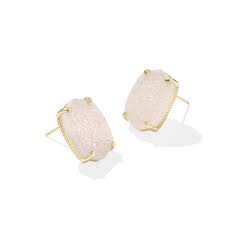 Daphne Large Stud Earrings Gold Iridescent Drusy