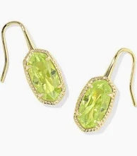 Elisa Luxe Drop Earrings Gold Light Green Crystal