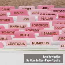 Bible Tabs pink gold letters