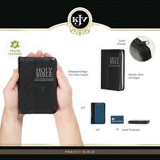 Bible KJV Pocket Bible Zippered Black Leathersoft