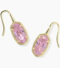 Elisa Luxe Drop Earrings Gold Light Pink Crystal