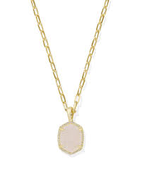 Daphne gold pave framed iridescent drusy necklace