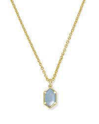 Hallie gold sky blue pearl short necklace