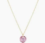 16" Necklace Gold Reflection Small Charm February