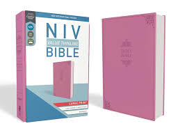 NIV Bible Thin line Large Print Black letter Pink with boarder