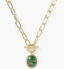 Daphne gold veined malachite link chain necklace