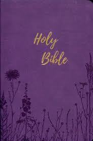 Bible KJV Giant Print Edition Purple Leathersoft Center Column Reference Flowers on Bottom of Cover
