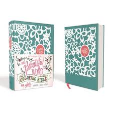NIV Beautiful Word Coloring Bible for Girls Teal Floral Leathersoft over Board