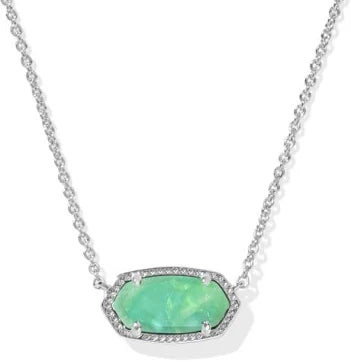 Elisa silver mint iridescent abalone necklace