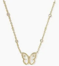Cailey Butterfly gold ivory pearl necklace