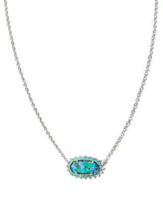 Elisa silver burst frame aqua necklace