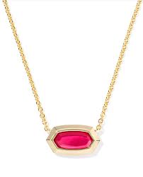 Elisa bezel gold red illusion necklace