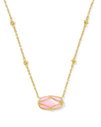 Elisa Lattice Frame Gold Blush Ivory Necklace