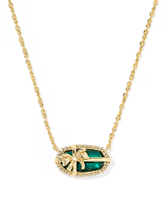 Elisa Bow Short Pendent Necklace Gold Pine Illusion