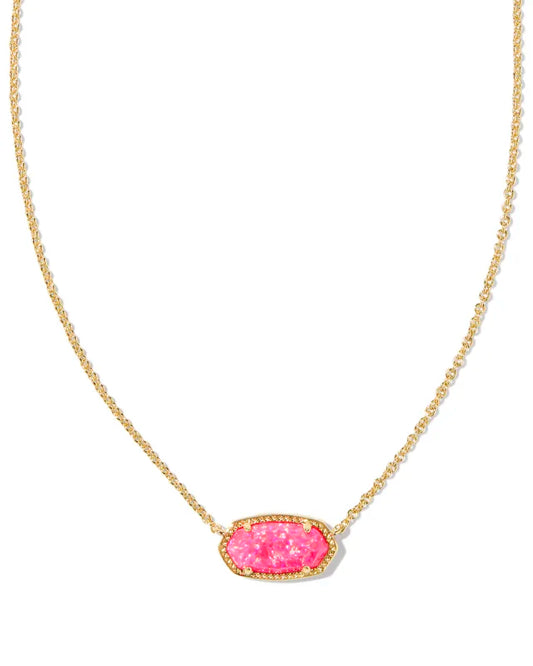 Elisa gold bright pink opal necklace