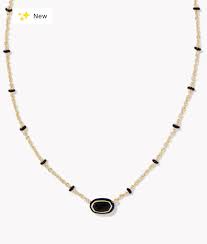 Elisa mini gold black agate necklace