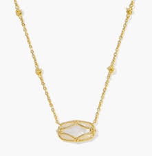Elisa Lattice Frame Gold Ivory Pearl Necklace
