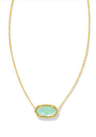 Elisa gold light green pearl necklace