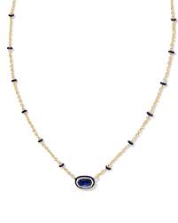 Elisa mini gold navy pearl necklace