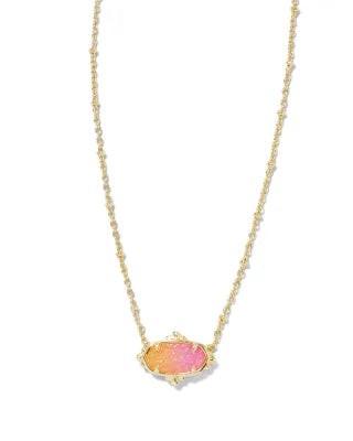 Elisa gold petal framed sunrise drusy necklace