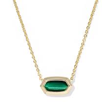 Elisa bezel gold green tigers eye necklace