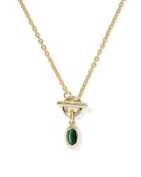 Elisa mini gold green tigers eye toggle necklace