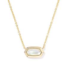 Elisa bezel gold ivory pearl necklace