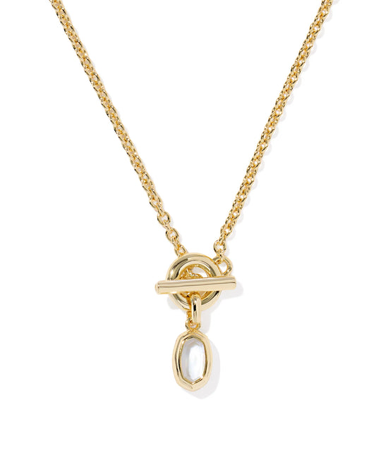 Elisa mini gold ivory pearl toggle necklace