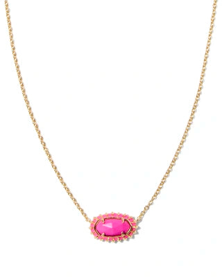 Elisa gold burst frame neon pink necklace