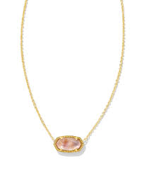 Elisa gold pink iridescent abalone necklace