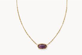 Elisa gold bamboo framed purple amethyst necklace