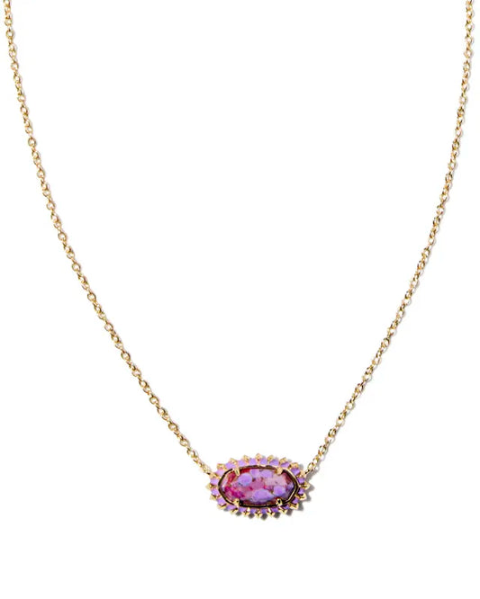 Elisa gold burst frame violet necklace