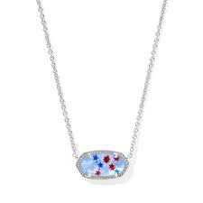 Elisa Silver red white blue illusion necklace