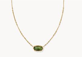 Elisa gold bamboo framed sage serpentine necklace