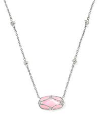 Elisa Lattice Frame Silver Blush Ivory Necklace