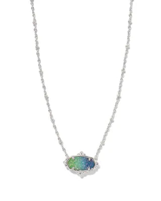 Elisa silver petal framed aqua drusy necklace