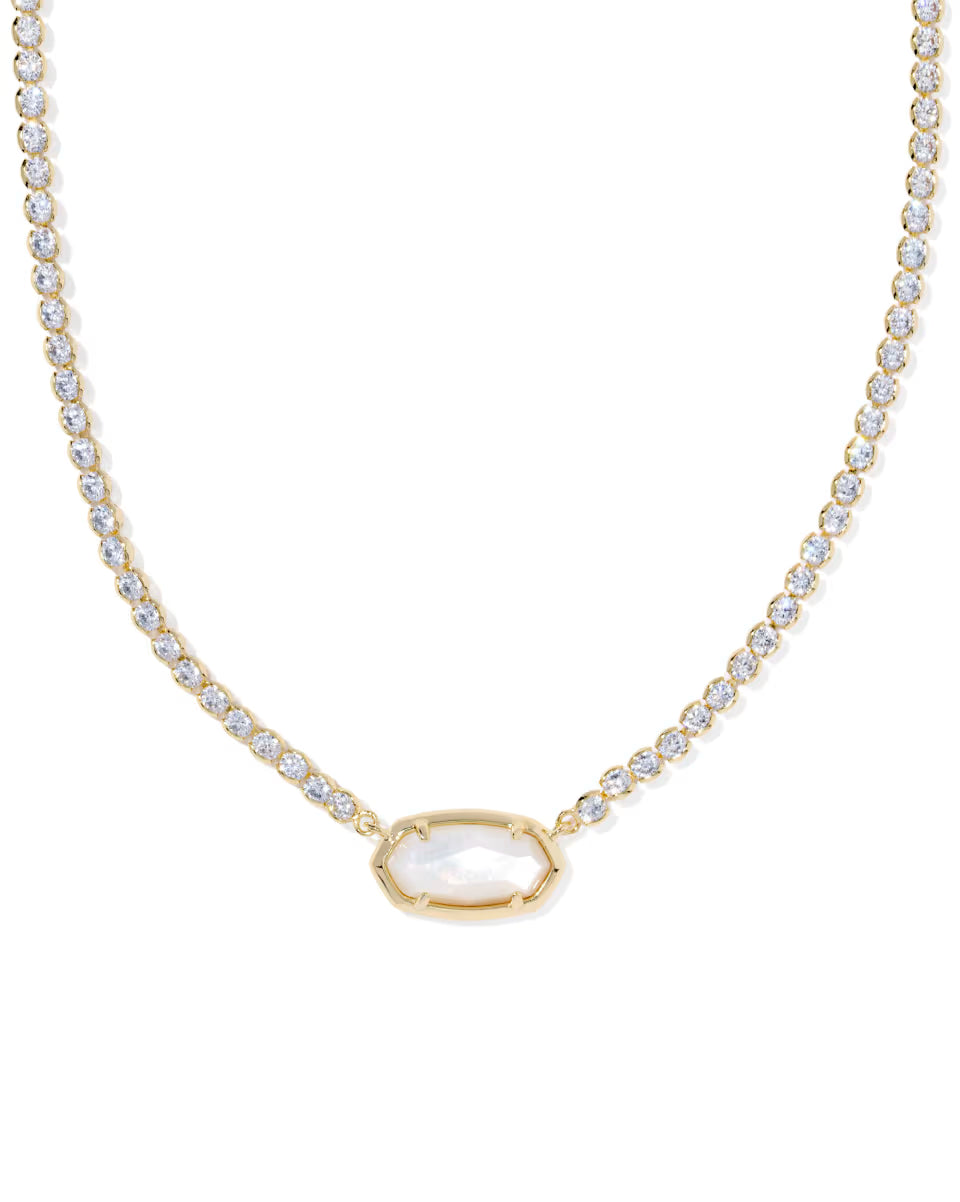 Elisa Tennis Necklace Gold Ivory Mop