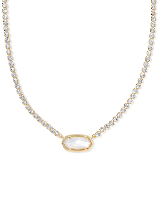 Elisa Tennis Necklace Gold Ivory Mop
